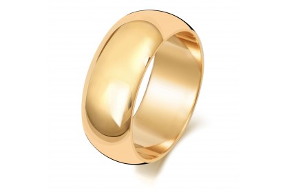 9ct Yellow Gold D Shape 8mm Heavyweight Band